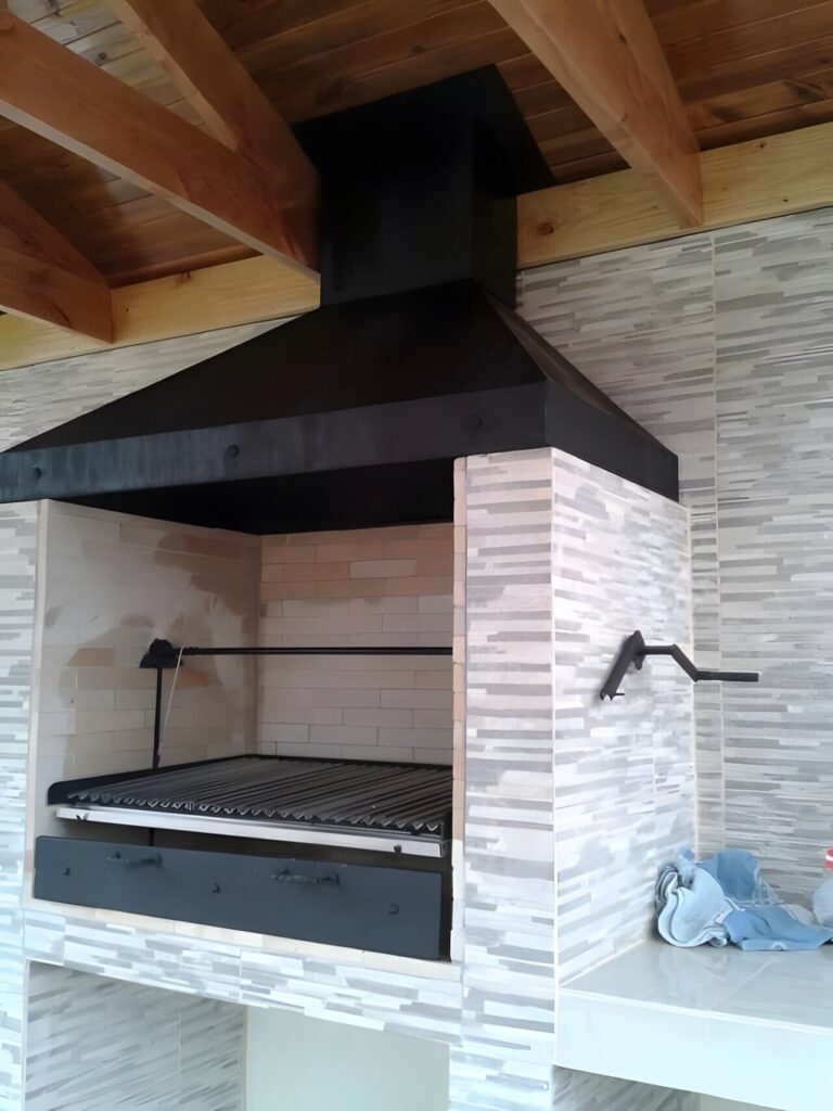 Campana de chapa negra calibre 18 para parrilla con ducto de tiraje